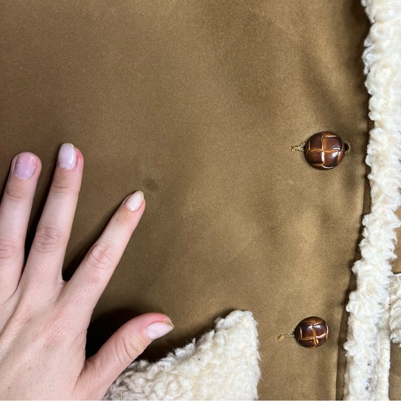 Vintage 70s penny lane Fingerhut Fashions Faux Shearling Suede Button-up Jacket - Picture 5 of 8